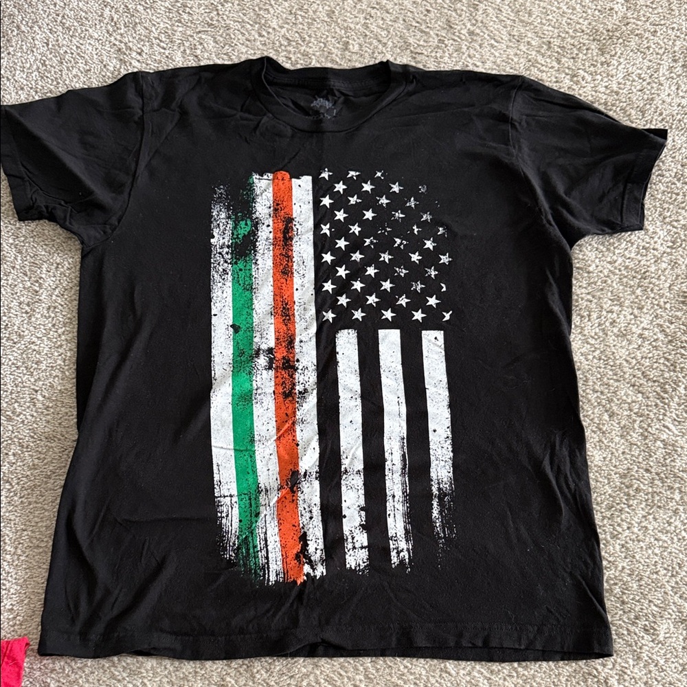 Arbor Black Tee with Distressed Flag Design